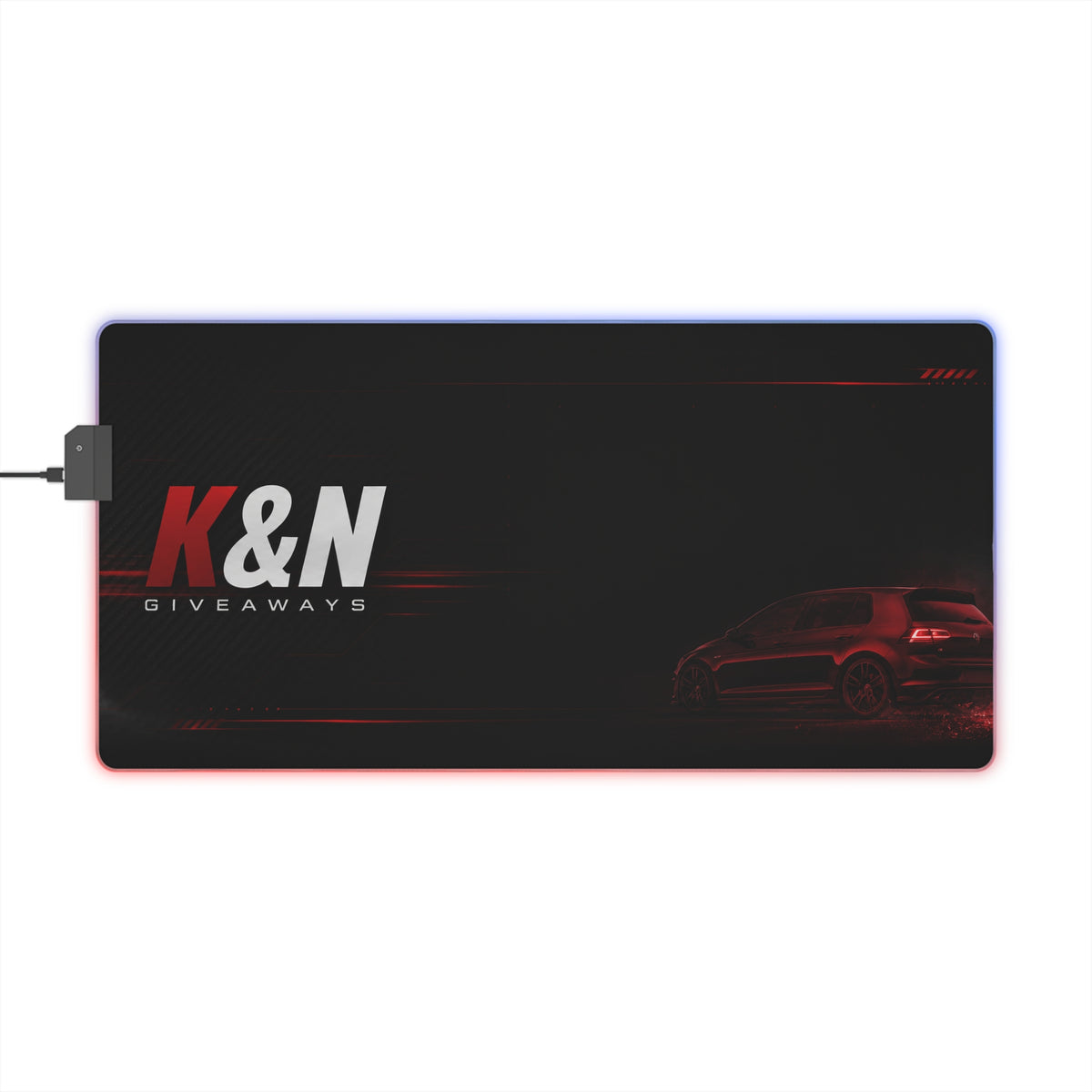 K&N Giveaways LED Gaming Mouse Pad — RGB Extended Desk Mat with Car Design