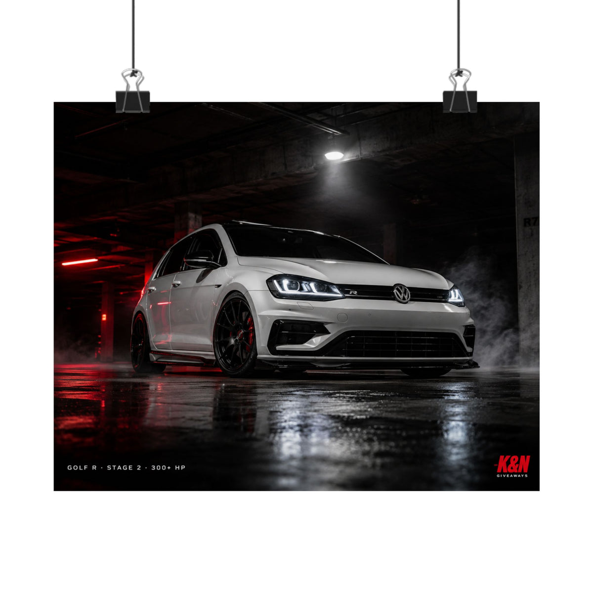 Matte Horizontal Poster — Volkswagen Golf R Night Garage Print